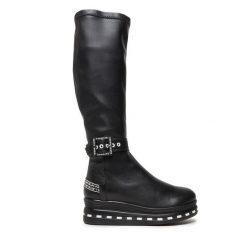 Kozaki Maciejka. Czarne kozaki damskie Maciejka, bez obcasa, na koturnie. Za 489.99 zł.