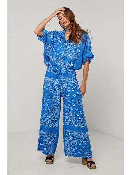 Fleur de Lin Kombinezon w kolorze niebieskim rozmiar: XXL. Niebieskie kombinezony damskie Fleur de Lin, xxl, bez wzorów, ze lnu, bez kołnierzyka, bez ramiączek. Za 269.95 zł.