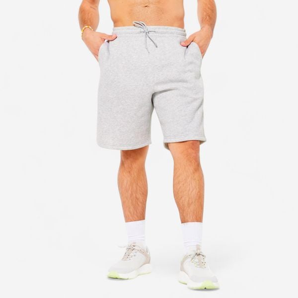 Spodenki fitness męskie Domyos. Niebieskie szorty męskie DOMYOS, bez wzorów, z bawełny, klasyczne. Za 69.99 zł.