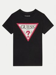 Guess T-Shirt J2YI51 K6YW1 Czarny Regular Fit. Czarne koszulki dziewczęce Guess, z aplikacjami, z bawełny, bez ramiączek. Za 69.99 zł.