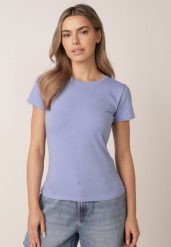 Niebieski T-shirt Perirea. Niebieskie t-shirty damskie Born2be, l, bez wzorów, z dzianiny, bez kołnierzyka. Za 39.99 zł.