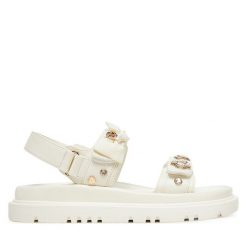 Sandały Aldo. Białe sandały damskie Aldo, bez wzorów, bez obcasa, na płaskiej podeszwie. Za 439.99 zł.