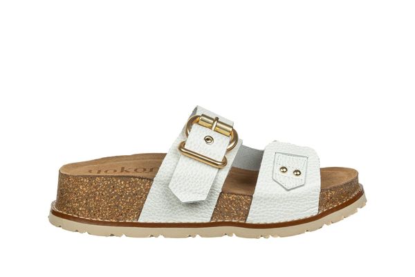 Klapki Yokono Oca-252 Opak Hielo, Biały, Skóra naturalna - 40. Białe klapki damskie Yokono, bez wzorów, z materiału, bez obcasa, na platformie. W wyprzedaży za 179.10 zł.