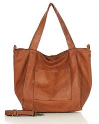 Shopperka skórzana MARCO MAZZINI brąz camel v241d. Brązowe shopper bag damskie bez wzorów, z bawełny. Za 569.05 zł.