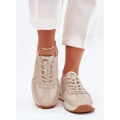 Skórzane Damskie Buty Sportowe Sneakersy Big Star By Daniel Lopez SS2D4043 Beżowe beżowy. Brązowe buty sportowe na co dzień damskie bez wzorów, z materiału. Za 371.03 zł.