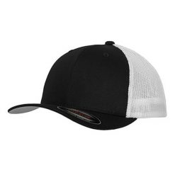 Dwukolorowa Siatkowa Czapka Z Daszkiem. Niebieskie czapki męskie FLEXFIT, bez wzorów, sportowe. Za 87.99 zł.