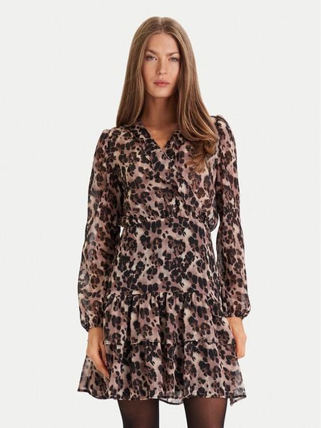 Morgan Sukienka codzienna 252-RLEOL.F Brązowy Regular Fit. Brązowe sukienki damskie Morgan, na co dzień, bez wzorów, z syntetyku, bez kołnierzyka, bez ramiączek, proste. Za 439.99 zł.