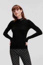 KARL LAGERFELD Czarny golf damski Classic Turtle Neck. Czarne golfy damskie Karl Lagerfeld, s, bez wzorów, z wiskozy, bez ramiączek. W wyprzedaży za 489.99 zł.