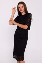 Elegancka ołówkowa dwuczęściowa sukienka koronkowa czarna. Czarne sukienki damskie Stylove, l, bez wzorów, z koronki, eleganckie, bez kołnierzyka, bez ramiączek, ołówkowe. Za 449.00 zł.