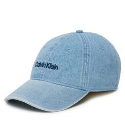 Czapka z daszkiem Calvin Klein. Niebieskie czapki z daszkiem damskie CALVIN KLEIN, bez wzorów. Za 129.99 zł.