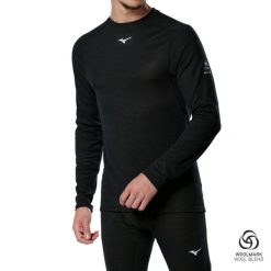 Koszulka Mizuno Merino. Czarne t-shirty sportowe męskie Mizuno, s, z materiału, bez ramiączek, do biegania. Za 404.50 zł.