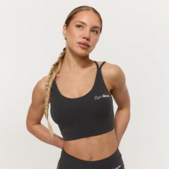 Biustonosz sportowy damski bez zapięcia BEAT Charcoal. Szare biustonosze sportowe damskie GYMBEAM, bez wzorów, z elastanu. Za 85.90 zł.