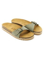 Mandel Skórzane klapki "Agata" w kolorze khaki rozmiar: 38. Brązowe klapki damskie Mandel, bez wzorów, z nubiku, bez obcasa. Za 130.99 zł.