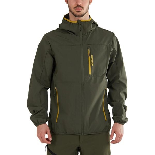 Kurtka softshellowa męska Fundango Alloy Hooded Softshell. Zielone kurtki męskie Fundango, m, bez wzorów, z poliamidu, bez kaptura. Za 459.90 zł.