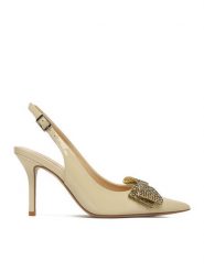 Eva Minge Czółenka ANEMONE-V1892-56-1 Beżowy. Brązowe czółenka damskie Eva Minge, bez wzorów, z lakierowanej skóry, bez obcasa, na szpilce. Za 399.99 zł.