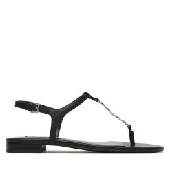 Sandały KARL LAGERFELD. Czarne sandały damskie Karl Lagerfeld, bez wzorów, bez obcasa, na płaskiej podeszwie. Za 695.99 zł.