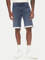 Mustang Szorty jeansowe Chicago Z 1016351 Niebieski Slim Fit. Niebieskie szorty męskie Mustang, z bawełny, bez kołnierzyka. Za 169.99 zł.