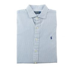 Second life - Klasyczna koszula męska w paski - Stan bardzo dobry. Białe koszule męskie Ralph Lauren, l, bez wzorów, z jeansu, bez kołnierzyka, bez ramiączek. Za 207.36 zł.