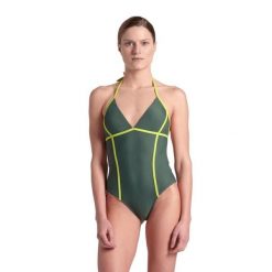 Strój kąpielowy damski jednoczęściowy kostium na basen Arena Big Logo. Zielone stroje jednoczęściowe damskie Arena, s, bez wzorów. Za 69.99 zł.