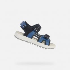 Sandały GEOX J SANDAL ALBEN Niebieski. Niebieskie sandały damskie Geox, ze skóry, bez zapięcia. Za 278.50 zł.