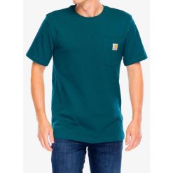 Koszulka bawełniana męska Carhartt K87 Pocket S/S T-Shirt. Zielone t-shirty męskie Carhartt, m, bez wzorów, z bawełny, bez kołnierzyka. Za 87.84 zł.
