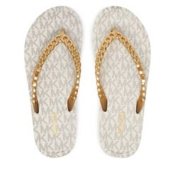 Japonki MICHAEL Michael Kors. Białe klapki damskie MICHAEL Michael Kors, bez wzorów, bez obcasa. Za 249.99 zł.