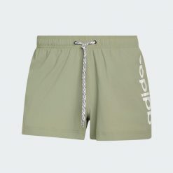 SPODENKI KĄPIELOWE LOGO STRETCHY KNIT 3 INCH. Białe kąpielówki męskie Adidas, l, bez wzorów, z elastanu, na fitness i siłownię. Za 199.00 zł.