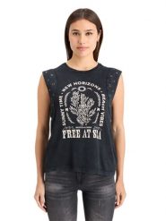 Scotch & Soda Top w kolorze antracytowym rozmiar: S. Czarne topy damskie Scotch & Soda, s, bez wzorów, z bawełny, bez kołnierzyka. Za 92.42 zł.