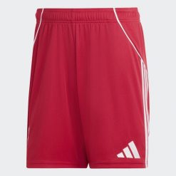 Spodenki podstawowe Liverpool FC 25/26. Czerwone szorty męskie Adidas, z materiału, bez kołnierzyka. Za 199.00 zł.