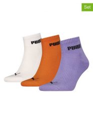 Puma Skarpety (3 pary) w kolorze fioletowo-pomarańczowo-białym rozmiar: 43-46. Białe skarpetki męskie Puma, bez wzorów, prążkowane. Za 28.51 zł.