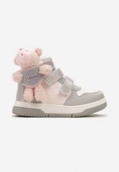 Srebrne Płaskie Botki Sneakersy z Misiem Devanda. Szare botki dziewczęce Renee, na jesień, bez wzorów, z jeansu, bez ramiączek. Za 119.99 zł.