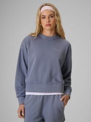 4F Bluza dresowa regular bez kaptura damska - denim L. Niebieskie bluzy bez kaptura damskie 4f, l, z denimu. Za 149.99 zł.