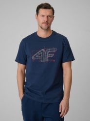 T-shirt męski 4F 4FRSS26TTSHM3989. Niebieskie t-shirty męskie 4f, na lato, m, bez wzorów, z bawełny, bez kołnierzyka. Za 59.99 zł.