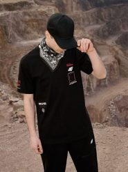 4F T-shirt regular z nadrukiem męski - czarny M. Czarne t-shirty męskie 4f, m, bez wzorów, z bawełny, bez kołnierzyka. Za 79.99 zł.