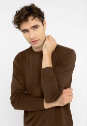 Lekki sweter S-MARC. Brązowe swetry męskie Volcano, m, bez wzorów, z materiału, bez kołnierzyka. Za 139.99 zł.