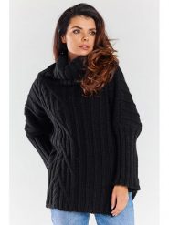 Awama Sweter w kolorze czarnym rozmiar: onesize. Czarne golfy damskie Awama, bez wzorów, ze splotem, bez ramiączek. Za 227.85 zł.
