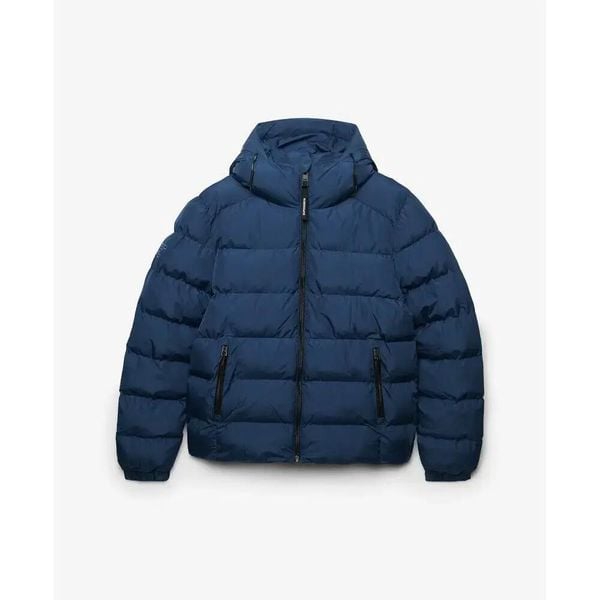 Kurtka z kapturem Superdry. Niebieskie kurtki treningowe męskie Superdry., l, bez wzorów, z materiału. Za 455.50 zł.