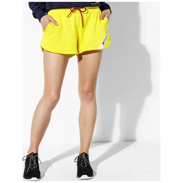 Tommy Sport Szorty Ze Sznurkiem , żółty, rozmiar S. Żółte spodenki sportowe damskie Tommy Hilfiger, s, z materiału, na fitness i siłownię. W wyprzedaży za 159.99 zł.