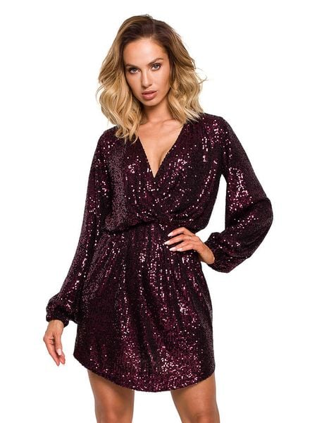 Made of emotion Sukienka w kolorze bordowo-fioletowym rozmiar: L. Czerwone sukienki damskie Made Of Emotion, na co dzień, l, bez wzorów, z asymetrycznym kołnierzem, bez ramiączek, mini, asymetryczne. Za 335.45 zł.