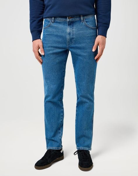 MESKIE SPODNIE WRANGLER RIVER GRANITE BOULDER 112373153. Spodnie materiałowe męskie Wrangler, bez wzorów, z jeansu. Za 219.99 zł.