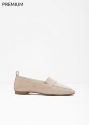 Półbuty skórzane loafer. Brązowe półbuty damskie bonprix, bez wzorów, ze skóry, eleganckie, bez obcasa. Za 179.99 zł.