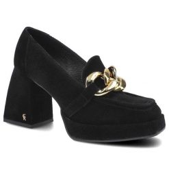 Czarne Półbuty Carinii Damskie Eleganckie Obuwie. Czarne półbuty damskie Carinii, z aplikacjami, ze skóry, biznesowe, bez obcasa, na słupku. Za 369.00 zł.