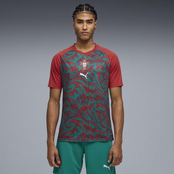 Męska koszulka na rozgrzewkę Portugalii PUMA. Czerwone t-shirty sportowe męskie Puma, m, z dzianiny, bez ramiączek, do piłki nożnej. Za 282.50 zł.