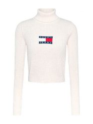 Tommy Jeans Golf Flag DW0DW18678 Écru Regular Fit. Golfy damskie Tommy Jeans, xl, bez wzorów, z jeansu, bez ramiączek. Za 369.99 zł.