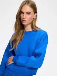 Bluza z bawełną - niebieski. Niebieskie bluzy bez kaptura damskie Reserved, l, z bawełny. Za 119.99 zł.