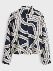 OPUS Bluzka "Famena" w kolorze biało-granatowym rozmiar: 34. Białe bluzki damskie Opus, bez wzorów, z wiskozy, bez kołnierzyka, bez ramiączek. Za 121.99 zł.