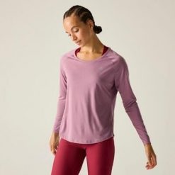 Damska koszulka z długim rękawem do biegania Nimble. Czerwone t-shirty damskie Dare 2b, bez wzorów, z lyocellu, bez kołnierzyka. Za 159.99 zł.