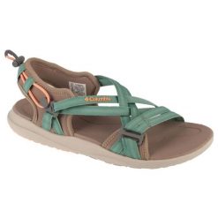Sandały Columbia Sandal 1889551258 zielone. Zielone sandały damskie bez wzorów, z gumy, bez obcasa. W wyprzedaży za 359.42 zł.