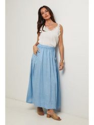 Le Monde du Lin Lniana spódnica w kolorze błękitnym rozmiar: 38/40. Niebieskie spódniczki damskie Le Monde du Lin, bez wzorów, ze lnu, maxi. Za 152.99 zł.