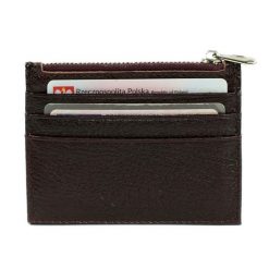Skórzany portfel na karty z zamkiem etui slim Solier SW42 RED. Czerwone portfele męskie bez wzorów, z materiału. Za 38.99 zł.